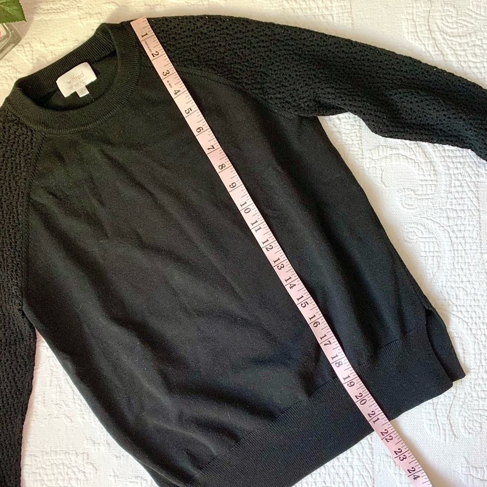 Aritzia Wilfred Free Italian Knit Sweater Perforated Shoulders black XS XXS - Picture 14 of 16